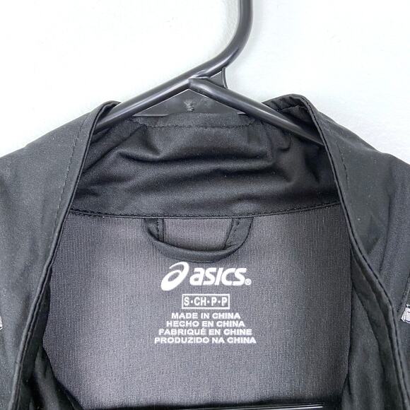 Asics Running Jacket Full Zip Black Water Repellant Activewear Women Size Small - Picture 4 of 9